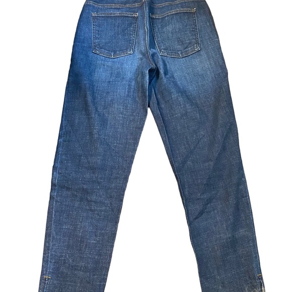 Eileen Fisher dark wash jeans with raw hem - Picture 2 of 5